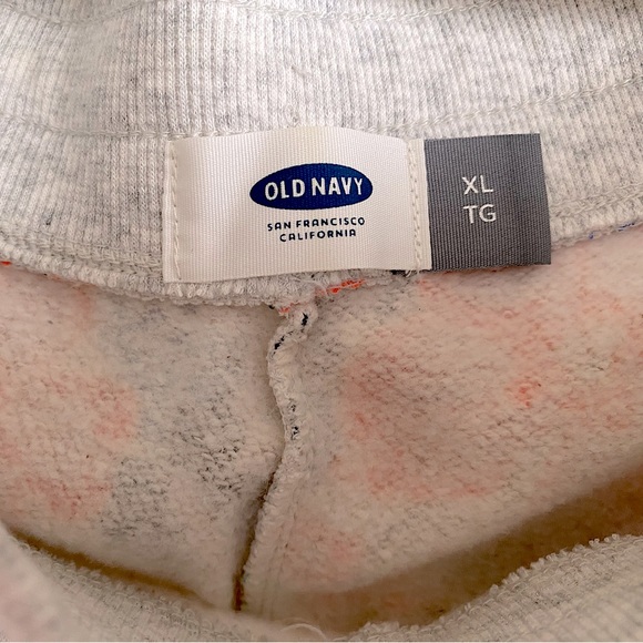 NWOT Old Navy Grey Sweat Shorts with Neon Floral Print & Adjustable Waistband XL - Picture 3 of 3